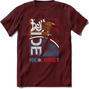 Ride A Bike T-Shirt | Souvenirs Holland Kleding | Dames / Heren / Unisex Koningsdag shirt | Grappig Nederland Fiets Land Cadeau | - Burgundy - M