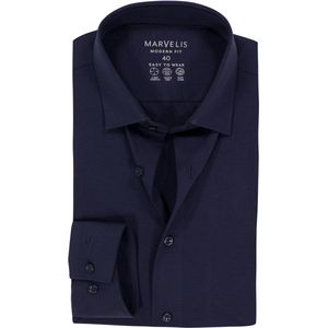 MARVELIS - Modern Fit - Overhemd - Donkerblauw - Strijkvriendelijk