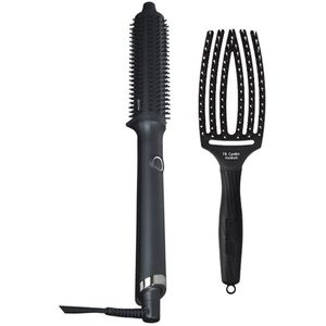 ghd Rise Hotbrush + Olivia Garden Fingerbrush Combo Zwart Medium