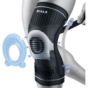 Kniestabilisator met riem voor dames en heren - kniesteun met patella-bekleding en zijdelingse stabilisatoren - knieondersteuning compressiemanchet voor artritis - werken - hardlopen - maat L.
