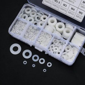 650 stuks Nylon Ringen, Plat Kunststof Carrosserie Ringen, Ronde Sluitringen Afstandhouders, Pakkingen voor Schroeven Isolatie - Wit, M2/M2,5/M3/M4/M5/M6/M8/M10