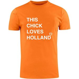 This chick loves Holland Oranje T-shirt | Nederlands Elftal | EK Duitsland 2024 | Voetbal | Unisex | Trui | Sweater | Hoodie | Dames en Heren | Capuchon