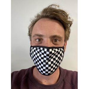 Mondkapjes Zwart Wit geblokt