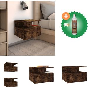 vidaXL Nachtkastjes 2 st zwevend 40x31x27 cm hout gerookt eikenkleurig - Kast - Inclusief Houtreiniger en verfrisser