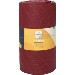 Vitality Pur - Luxe Katoenen Bedsprei - 2 persoons - Blauw/Rood - 240x215