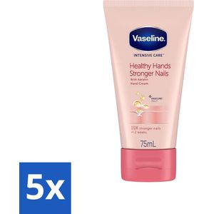 5 x Vaseline - Healthy Hands & Stronger Nails - Handcrème - Versterkend - 75 ml - Hydratatie - Vaseline - Verzorging