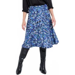 Bedrukte warm gebreide rok met uitlopende pijpen in het midden