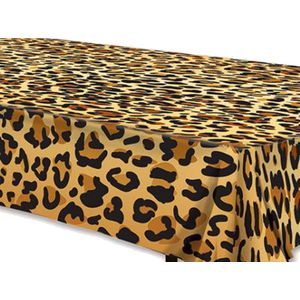 Tafellaken/tafelkleed luipaard - 137 x 274 cm - kunststof - Jungle/dieren thema