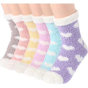 6 paar warme fleecesokken voor dames in de winter in koraalkleur - Dikke pantoffels voor thuis - Heren & Dames