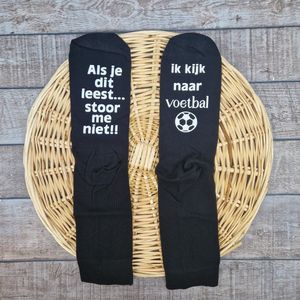 Borduren enzo - Sokken - ik kijk voetbal - voetbal -heren sokken - maat 39-42 - grappige sokken - zwart - katoen
