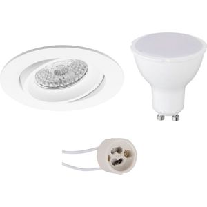 LED Spot Set - Proma Delton Pro - GU10 Fitting - Inbouw Rond - Mat Wit - 6W - Natuurlijk Wit 4200K - Kantelbaar - Ø82mm