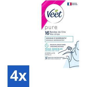 Veet - Ontharingsstrips - Oksels - Hypoallergene Minima - 16 Strips - Voordeelverpakking - 4 stuks