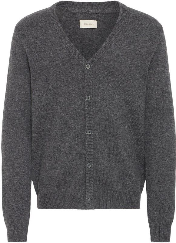 Blend - BHBRANKO - Cardigan - Iron Gate Melange - Knoopsluiting - V-hals - Lange Mouwen