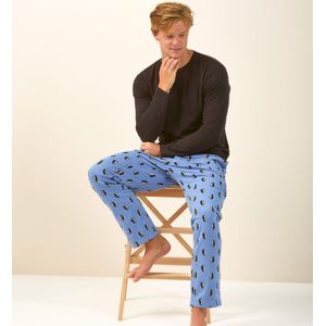 Little Label - heren pyjama-set blauw pinguïn L/50 - Zachte BIO Katoen