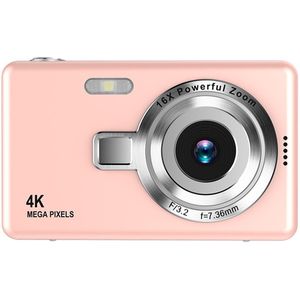 4K Ultra HD CCD digitale camera - mini compacte point-and-shoot camera voor beginners, studenten, thuisfotografie en reizen (roze)