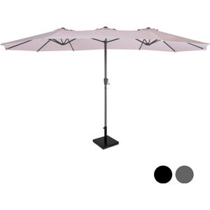 VONROC Premium Parasol Iseo - 460x270cm – Dubbele parasol - combi set incl. parasolvoet van 26 kg - Duurzaam - UV werend doek - Beige - Incl. beschermhoes