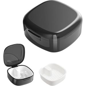 Tandprothese doos - hygiënische opslag - 1 stuk - kunststof - 7,8 x 7,8 x 3,8 cm