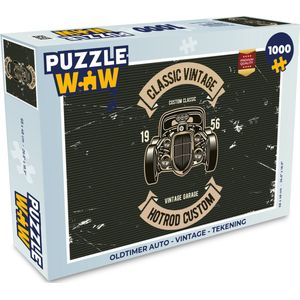 Puzzel Oldtimer auto - Vintage - Tekening - Legpuzzel - Puzzel 1000 stukjes volwassenen
