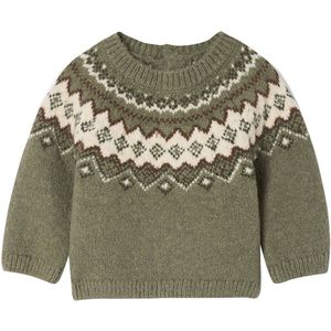 Jacquard - Trui - Kaki - Voor Babyjongens - Gebreid Jacquardpatroon