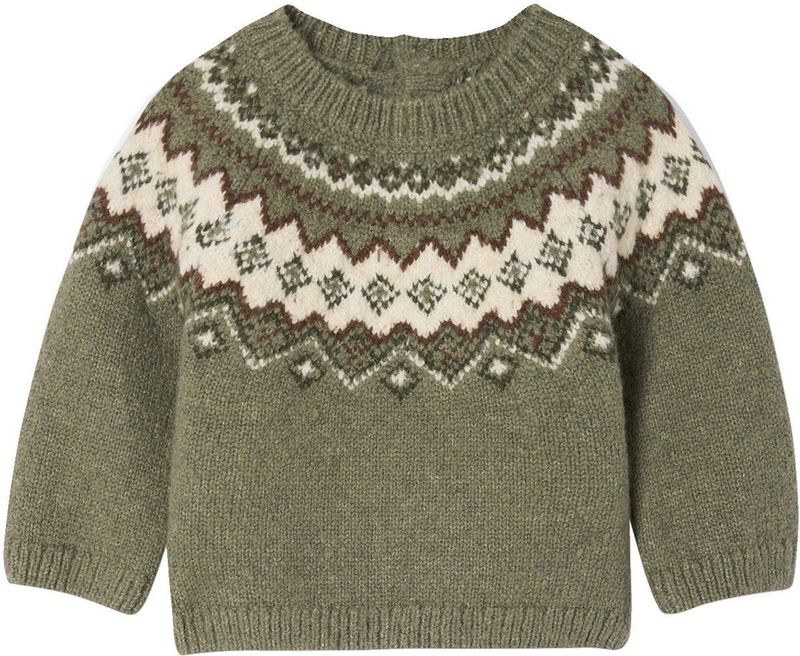 Jacquard - Trui - Kaki - Voor Babyjongens - Gebreid Jacquardpatroon