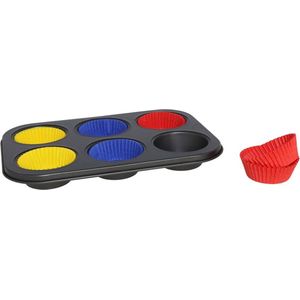 Gerimport - Muffins/cupcakes maken bakvorm/blik voor 6x stuks 26 x 18 cm