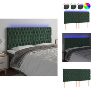 vidaXL Hoofdbord - Hoofdborden - Hoofdeinde - Houten Hoofdbord - Hoofdbord LED 180x7x118/128 cm fluweel donkergroen
