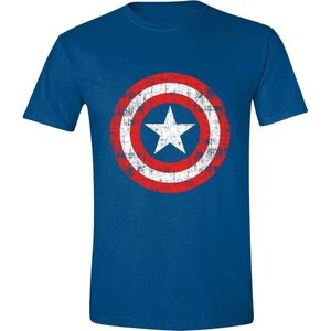 Captain America - Cracked Shield Men T-Shirt - Navy - XL
