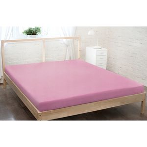 Jersey hoeslaken met elastiek 200x220 cm lichtroze