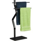 Relaxdays staand handdoekenrek - handdoekstandaard - badkamer - zigzag - modern - zwart