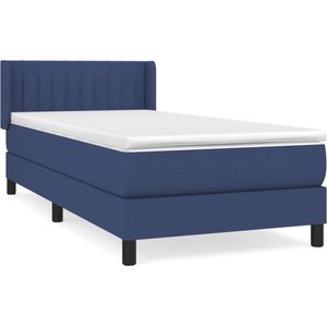 vidaXL Boxspring met matras stof blauw 90x190 cm