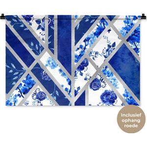 Wandkleed - Wanddoek - Design - Delfts blauw - Luxe - 90x60 cm - Wandtapijt
