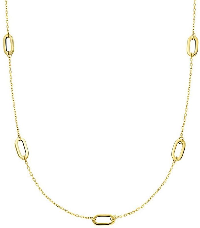 Lucardi - 14 Karaat - Geelgouden Collier - Ketting - 5 Ovalen - 45 cm