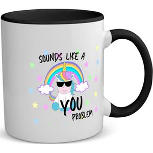 Akyol - unicorn cadeau - koffiemok - theemok - zwart - Unicorn - eenhoorn verjaardag - met opdruk - verjaardag cadeau - leuke grappige - unicorn speelgoed - cadeau voor hem en haar - met tekst - 350 ML inhoud