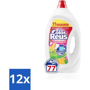 12 x Color Reus - Vloeibaar Wasmiddel - Gekleurde Was - 77 Wasbeurten - Wasmiddel - Vloeibaar Wasmiddel - Gekleurde Was - Vlekkenverwijderaar - Kleurbehoud