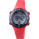 Xonix BAI-A02 - Horloge - Digitaal - Kinderen - Unisex - Siliconen band - ABS - Cijfers - Achtergrondverlichting - Alarm - Start-Stop - Tweede tijdzone - Datumaanduiding - Waterdicht - 10 ATM - Rood - Zwart