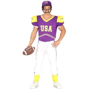 Paars/geel rugbyspeler kostuum voor heren - American Football verkleedpak 48/50