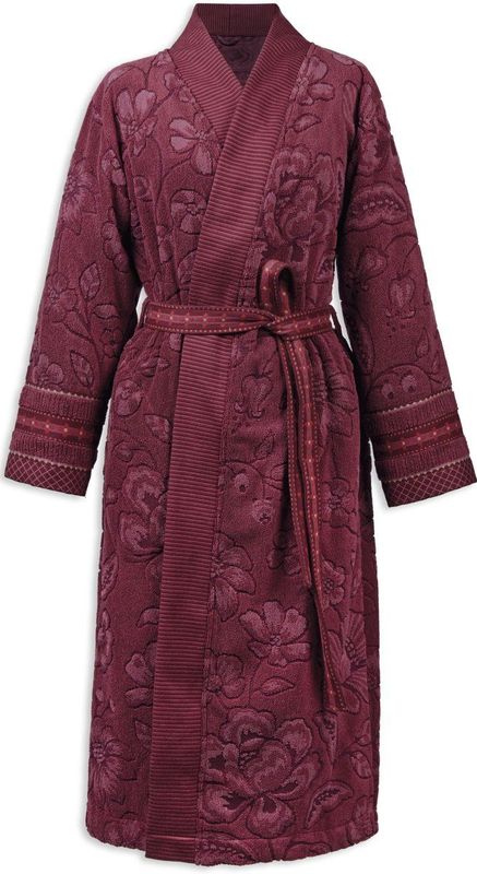 Pip Studio Jasmin Jacquard Bathrobe Badjas - Donker roze - M