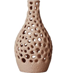 Slimprint Vaas ANNA, Beige, D10,9 x H20,4 cm, Kleine Decoratie Vaas voor Droogbloemen met Organisch Design, Gemaakt van Bioplastic