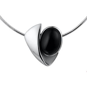 The Jewelry Collection Ketting Onyx - Zilver Gerhodineerd