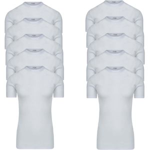 10-pack Extra lange heren T-shirts van Beerenondergoed met ronde hals M3000 Wit Maat L