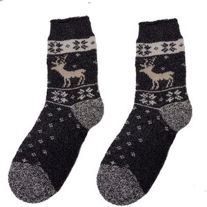 Damessokken Alpaka Wol - Rendier Antraciet - maat 35-38 - Wintersokken