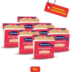 6 x Salvequick Pleisters 40 Textile (6444) - Voordeelverpakking!