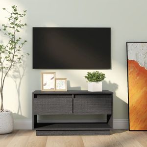 The Living Store Zwevend Tv-meubel - 74 x 34 x 40 cm - Grijs - Massief grenenhout