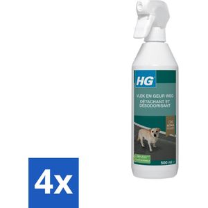 HG - Vlek & Geur Weg Spray - Hond - Oxi Action Power - Hardnekkige Werking - 500 ml - Voordeelverpakking - 4 stuks