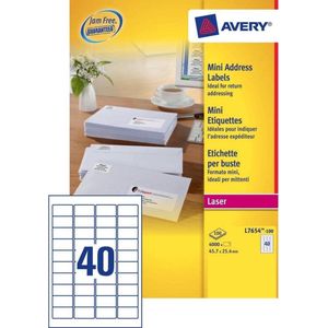 Avery Mini Etiketten, wit, 45,7 x 25,4 mm, permanent klevend