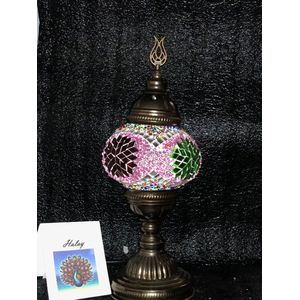 Turkse sfeerlamp - handgemaakt met roze parels en mozaïek - E14 LED lamp inbegrepen - uniek ontwerp - 100% veilig