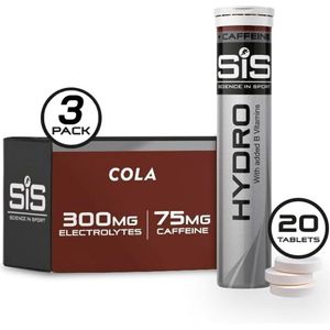 Science in Sport - SIS Go Hydro Bruistabletten - 300mg Elektrolyten - Cola + Caffeine Smaak - 3 x 20 Tabletten