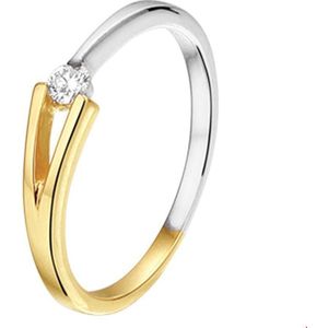 Ring Diamant 0.07Ct H P1 14K Bicolor Goud Geel/Wit