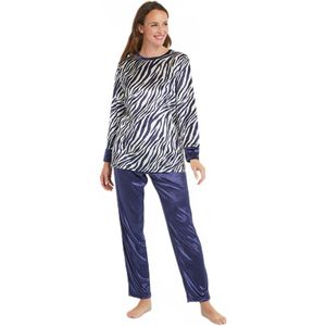 Warme pyjama met ronde hals in velours van dierenhuid