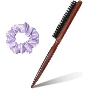 Natuurlijke Varkenshaar Borstel met Paarse Haarband voor Thuis en Salon